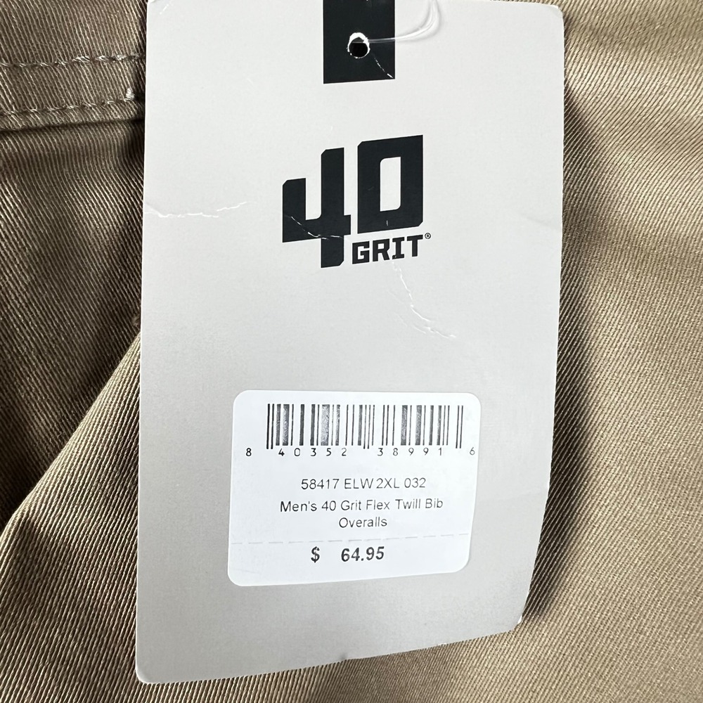 Duluth Trading Co 40 Grit Flex Twill Bib Overalls Mens 2XLx32 Khaki 58417 ELW - Picture 5 of 13
